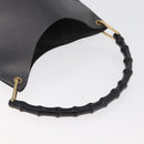 GUCCI Bamboo Shoulder Bag Leather Black Gold Auth 180204-8