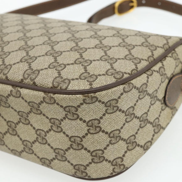 GUCCI GG Supreme Web Sherry Line Bag PVC Beige Gold 89 02 077 Auth 180205
