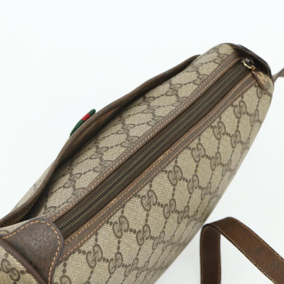 GUCCI GG Supreme Web Sherry Line Bag PVC Beige Gold 89 02 077 Auth 180205