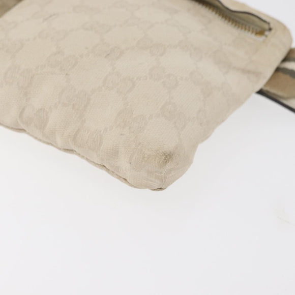 GUCCI GG Canvas Sherry Line Waist bag White Gold 28566 Auth 180206