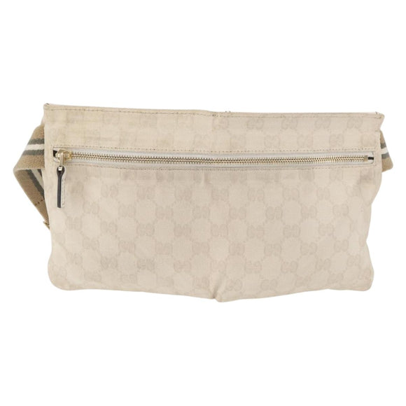 GUCCI GG Canvas Sherry Line Waist bag White Gold 28566 Auth 180206