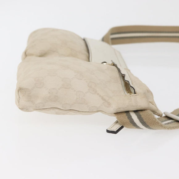GUCCI GG Canvas Sherry Line Waist bag White Gold 28566 Auth 180206