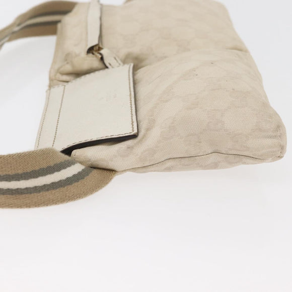 GUCCI GG Canvas Sherry Line Waist bag White Gold 28566 Auth 180206