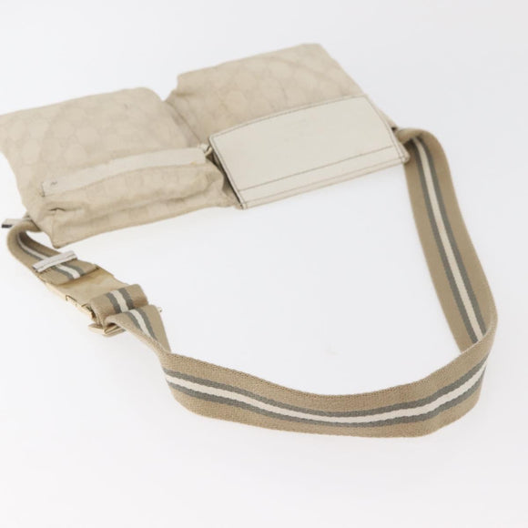 GUCCI GG Canvas Sherry Line Waist bag White Gold 28566 Auth 180206