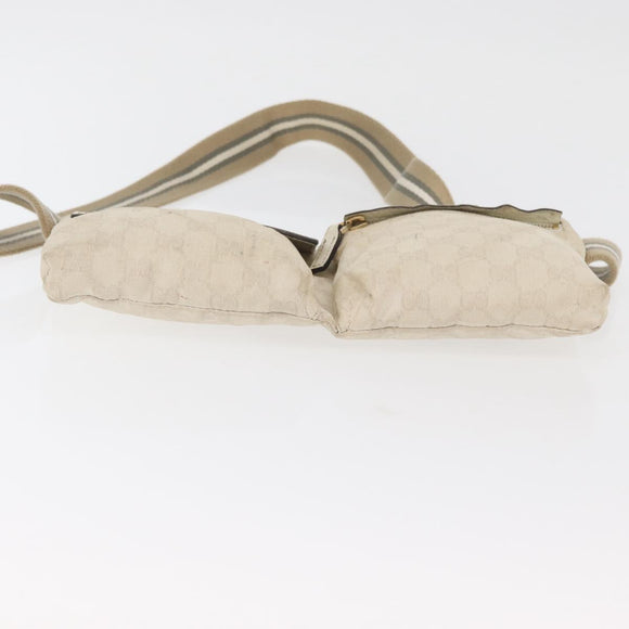GUCCI GG Canvas Sherry Line Waist bag White Gold 28566 Auth 180206