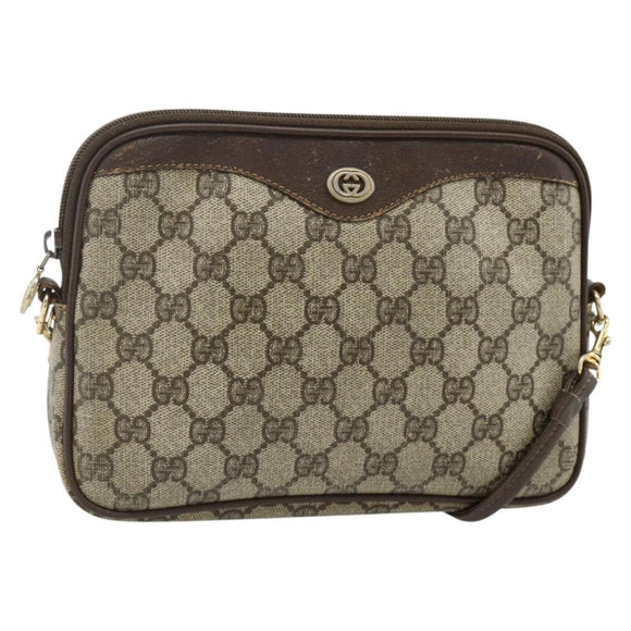 GUCCI GG Supreme Shoulder Bag PVC Beige Gold 97 02 068 Auth 180207