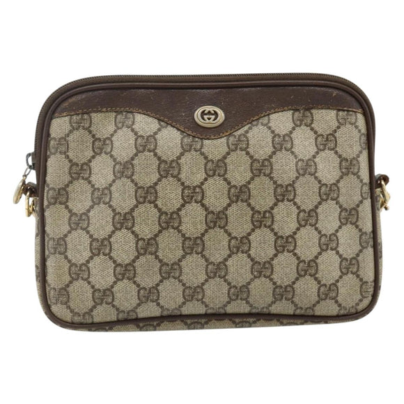 GUCCI GG Supreme Shoulder Bag PVC Beige Gold 97 02 068 Auth 180207