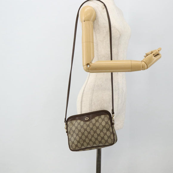 GUCCI GG Supreme Shoulder Bag PVC Beige Gold 97 02 068 Auth 180207