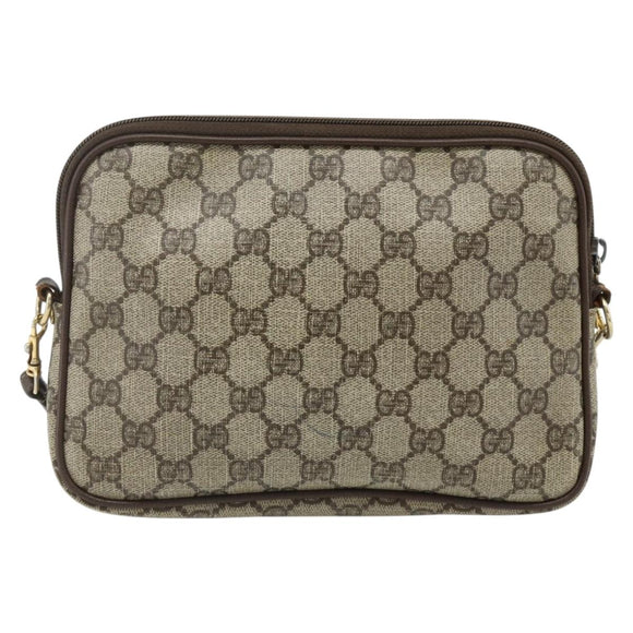 GUCCI GG Supreme Shoulder Bag PVC Beige Gold 97 02 068 Auth 180207