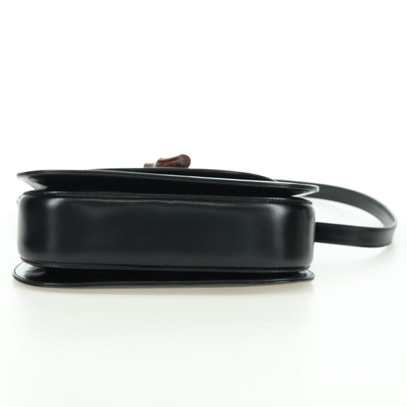 GUCCI Bamboo Hand Bag Leather 2way Black Gold 000 1364 0633 Auth 180208V