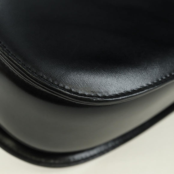 GUCCI Bamboo Hand Bag Leather 2way Black Gold 000 1364 0633 Auth 180208V