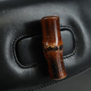 GUCCI Bamboo Hand Bag Leather 2way Black Gold 000 1364 0633 Auth 180208V-18