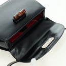 GUCCI Bamboo Hand Bag Leather 2way Black Gold 000 1364 0633 Auth 180208V-19
