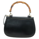 GUCCI Bamboo Hand Bag Leather 2way Black Gold 000 1364 0633 Auth 180208V-3