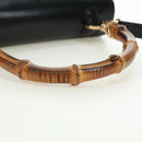 GUCCI Bamboo Hand Bag Leather 2way Black Gold 000 1364 0633 Auth 180208V-7