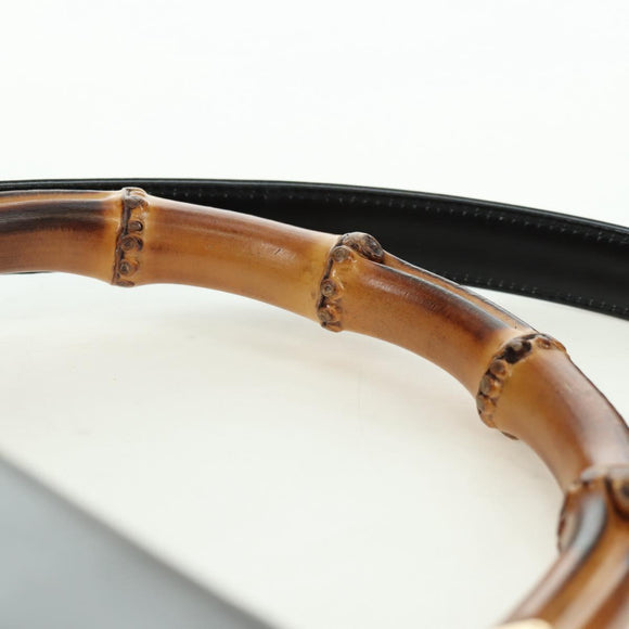 GUCCI Bamboo Hand Bag Leather 2way Black Gold 000 1364 0633 Auth 180208V