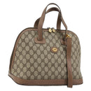 GUCCI GG Supreme Hand Bag PVC 2way Beige Gold Auth 180210-1