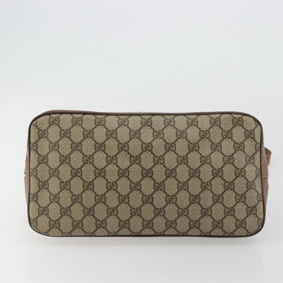 GUCCI GG Supreme Hand Bag PVC 2way Beige Gold Auth 180210