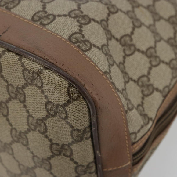 GUCCI GG Supreme Hand Bag PVC 2way Beige Gold Auth 180210