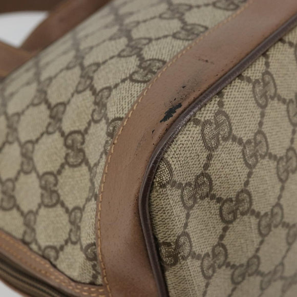 GUCCI GG Supreme Hand Bag PVC 2way Beige Gold Auth 180210