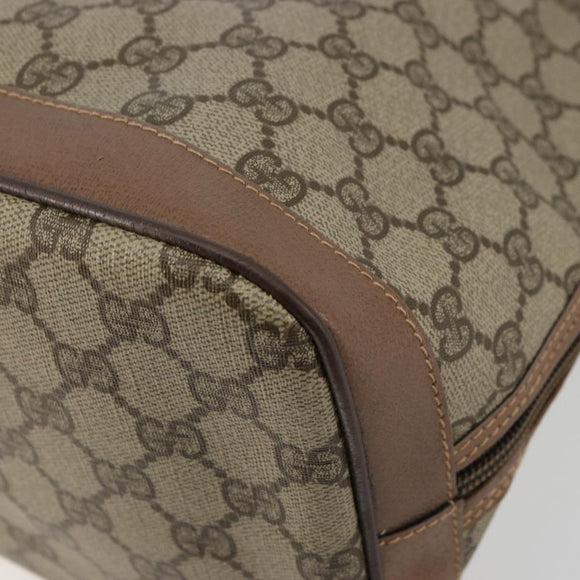 GUCCI GG Supreme Hand Bag PVC 2way Beige Gold Auth 180210