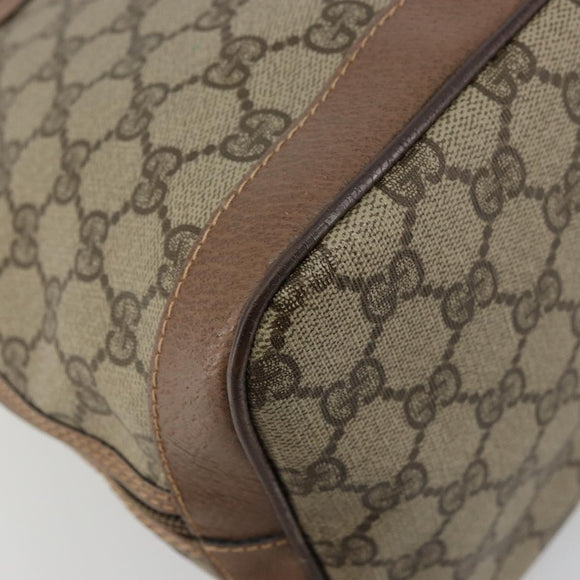 GUCCI GG Supreme Hand Bag PVC 2way Beige Gold Auth 180210