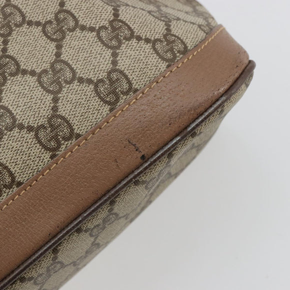 GUCCI GG Supreme Hand Bag PVC 2way Beige Gold Auth 180210