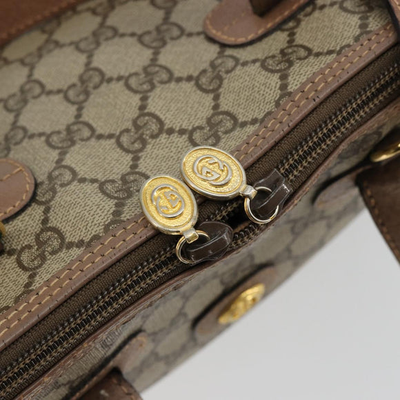 GUCCI GG Supreme Hand Bag PVC 2way Beige Gold Auth 180210