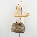 GUCCI GG Supreme Hand Bag PVC 2way Beige Gold Auth 180210-26