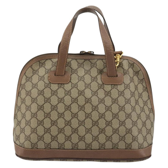 GUCCI GG Supreme Hand Bag PVC 2way Beige Gold Auth 180210