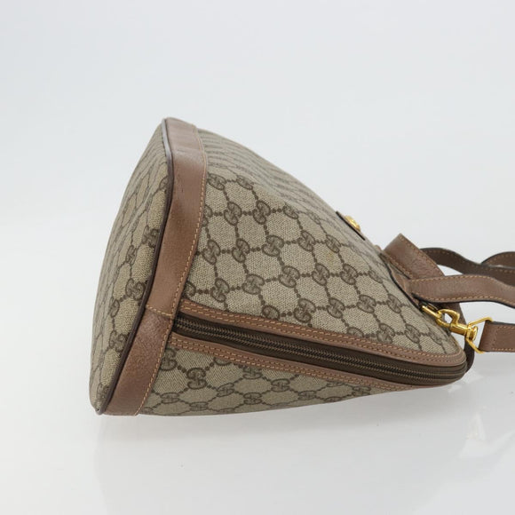 GUCCI GG Supreme Hand Bag PVC 2way Beige Gold Auth 180210