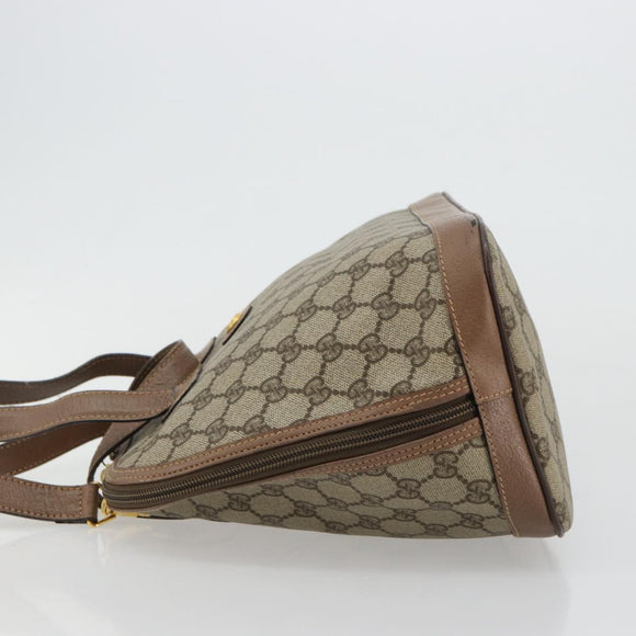 GUCCI GG Supreme Hand Bag PVC 2way Beige Gold Auth 180210