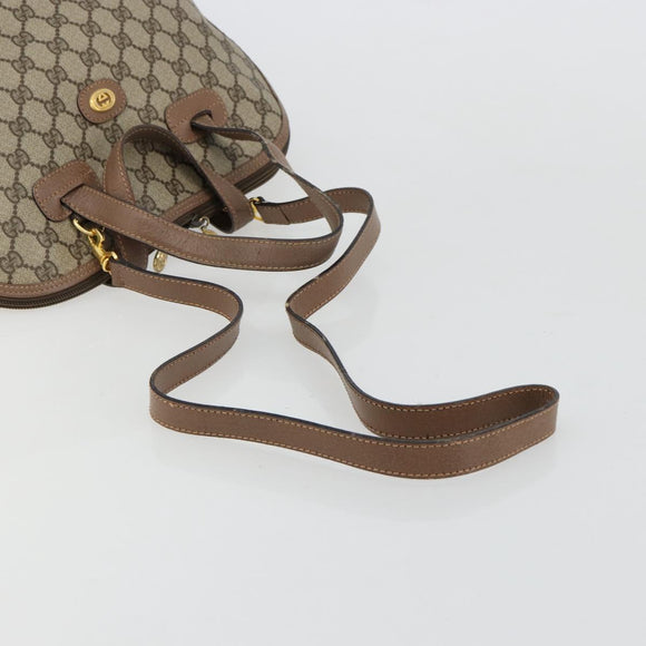 GUCCI GG Supreme Hand Bag PVC 2way Beige Gold Auth 180210