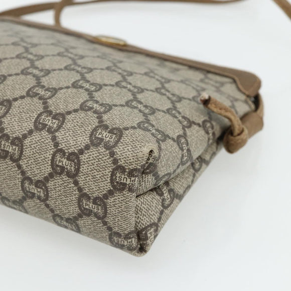GUCCI GG Plus Supreme Shoulder Bag PVC Beige Gold Auth 180211