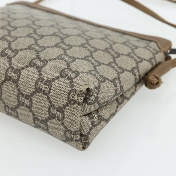 GUCCI GG Plus Supreme Shoulder Bag PVC Beige Gold Auth 180211