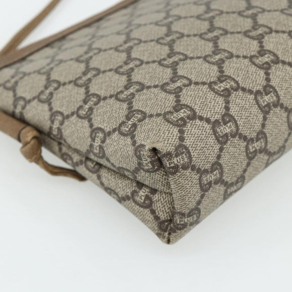 GUCCI GG Plus Supreme Shoulder Bag PVC Beige Gold Auth 180211