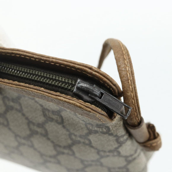 GUCCI GG Plus Supreme Shoulder Bag PVC Beige Gold Auth 180211