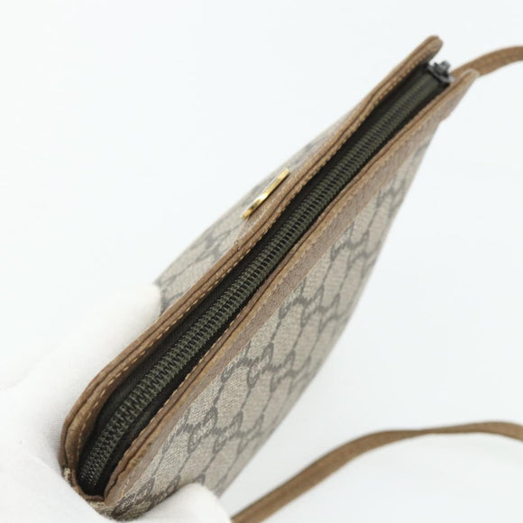 GUCCI GG Plus Supreme Shoulder Bag PVC Beige Gold Auth 180211