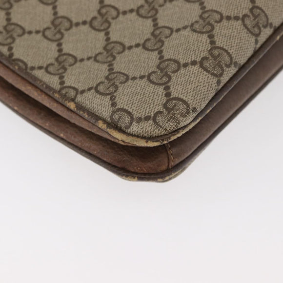 GUCCI GG Supreme Hand Bag PVC Beige Gold Auth 180212