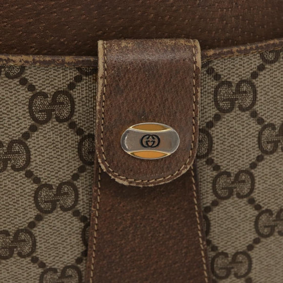 GUCCI GG Supreme Hand Bag PVC Beige Gold Auth 180212