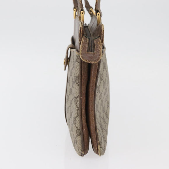 GUCCI GG Supreme Hand Bag PVC Beige Gold Auth 180212
