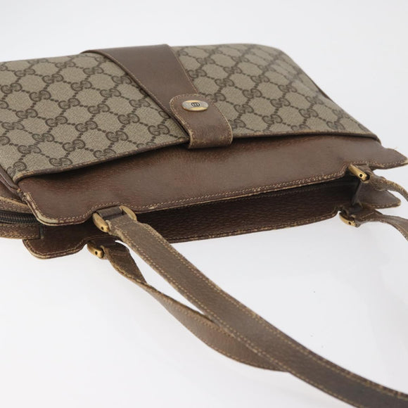 GUCCI GG Supreme Hand Bag PVC Beige Gold Auth 180212