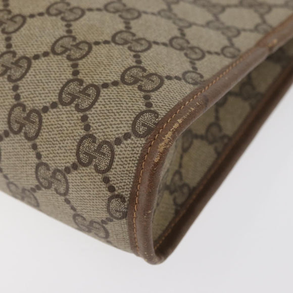 GUCCI GG Supreme Clutch Bag PVC Beige Gold 97 01 038 Auth 180213