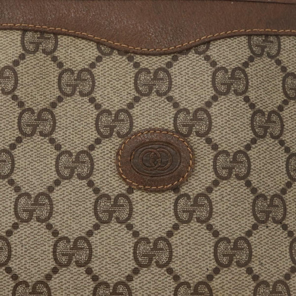 GUCCI GG Supreme Clutch Bag PVC Beige Gold 97 01 038 Auth 180213