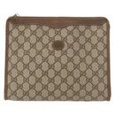 GUCCI GG Supreme Clutch Bag PVC Beige Gold 97 01 038 Auth 180213-13