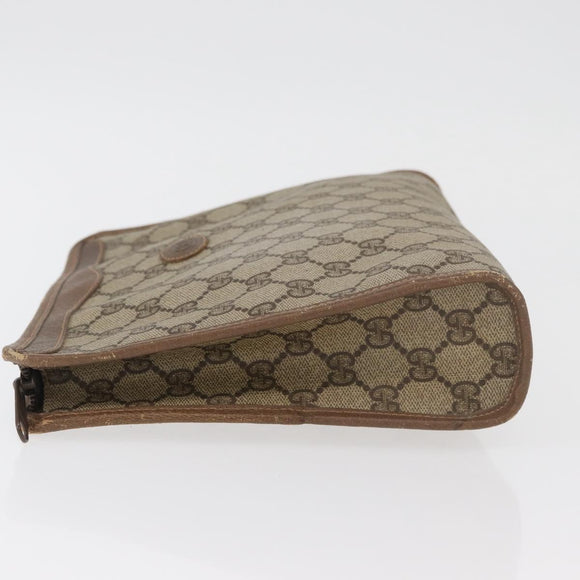 GUCCI GG Supreme Clutch Bag PVC Beige Gold 97 01 038 Auth 180213