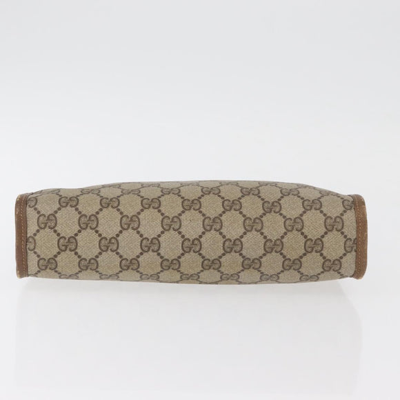 GUCCI GG Supreme Clutch Bag PVC Beige Gold 97 01 038 Auth 180213