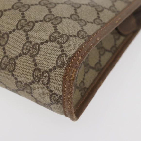 GUCCI GG Supreme Clutch Bag PVC Beige Gold 97 01 038 Auth 180213