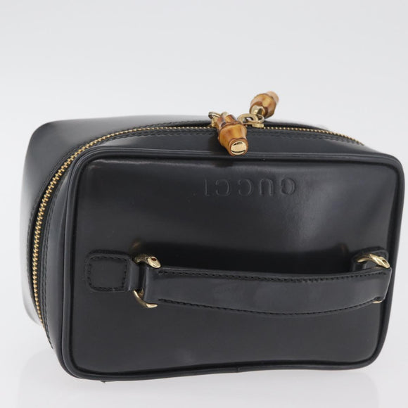 GUCCI Bamboo Vanity Hand Bag Patent leather Gray Gold 032 1705 0151 Auth 180214