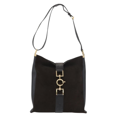 GUCCI Shoulder Bag Suede Brown Gold 001 4051 Auth 180216 - 0